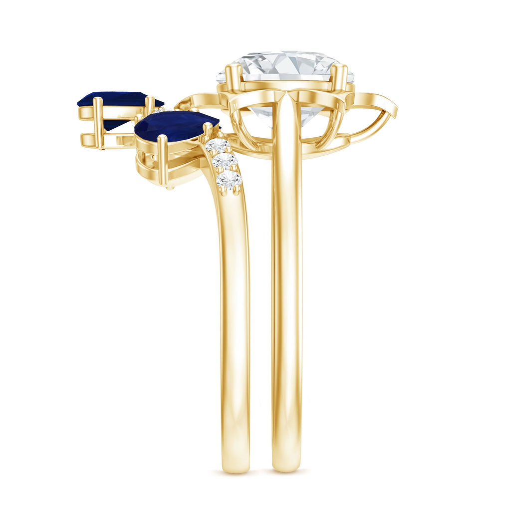 Diamond Engagement Ring, Lab Grown 2 Carat Blue Sapphire Ring