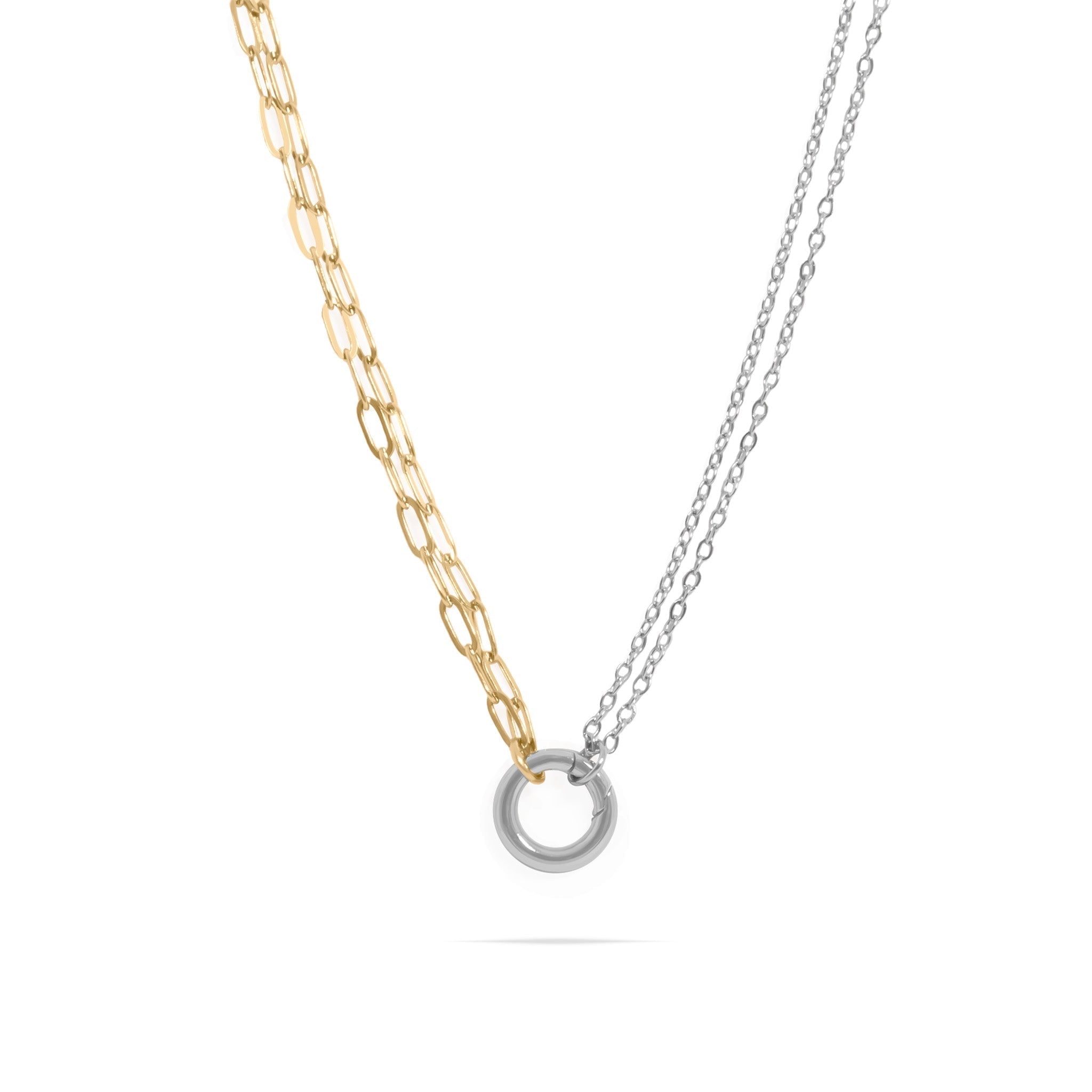 Double Chain Charm Necklace – Mixed Metal Adjustable Layered Jewelry - Charm holder | Sunflower Soul Boutique