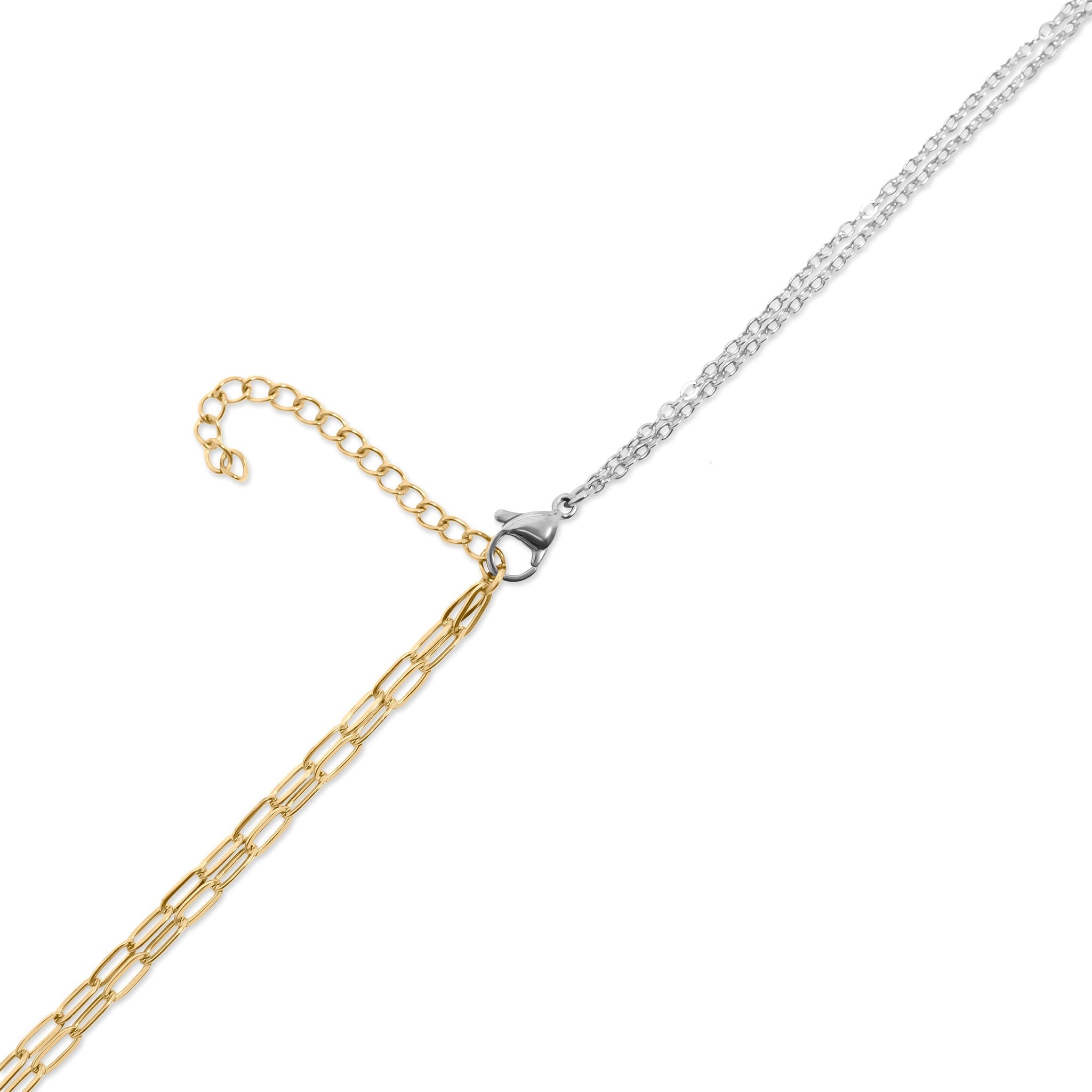 Double Chain Charm Necklace – Mixed Metal Adjustable Layered Jewelry - Charm holder | Sunflower Soul Boutique