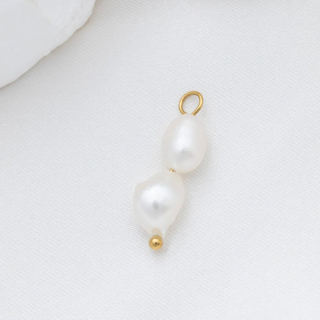 Double Freshwater Charm – Gold Pearl Stacking Jewelry With Refined Design - Charms | Sunflower Soul Boutique