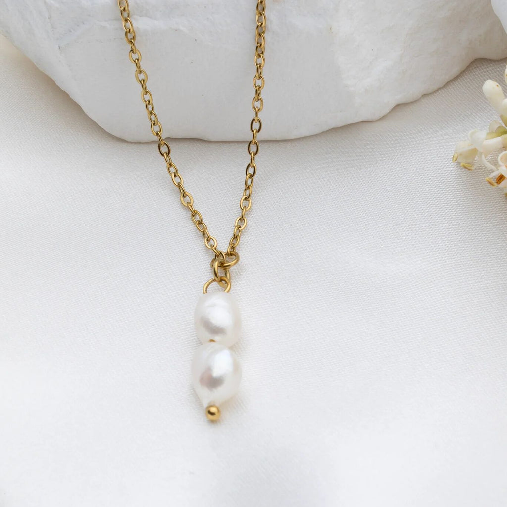 Double Freshwater Charm – Gold Pearl Stacking Jewelry With Refined Design - Charms | Sunflower Soul Boutique