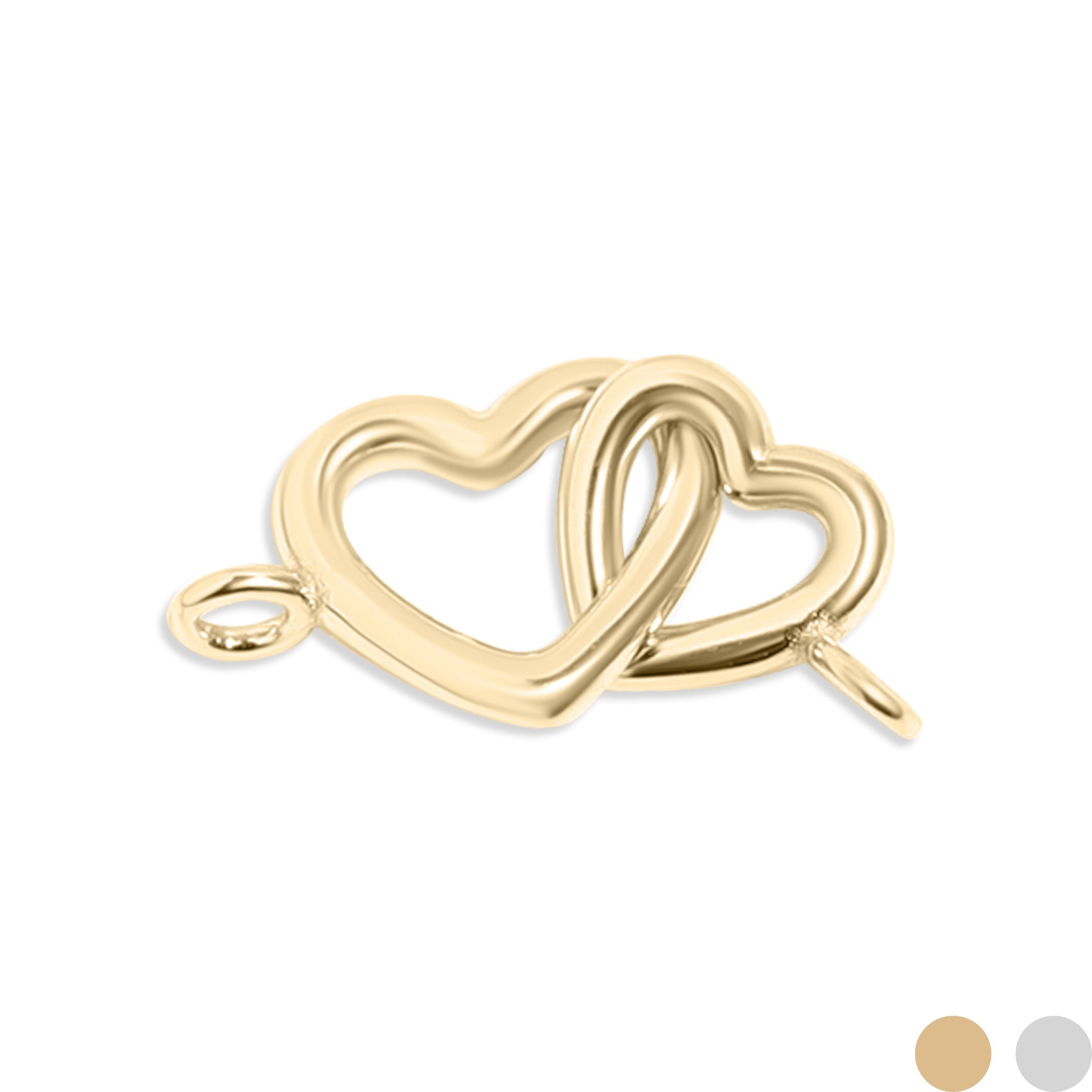 Double Heart Connector Charm – 14K Gold Plated Jewelry Chain Closure - Charms | Sunflower Soul Boutique