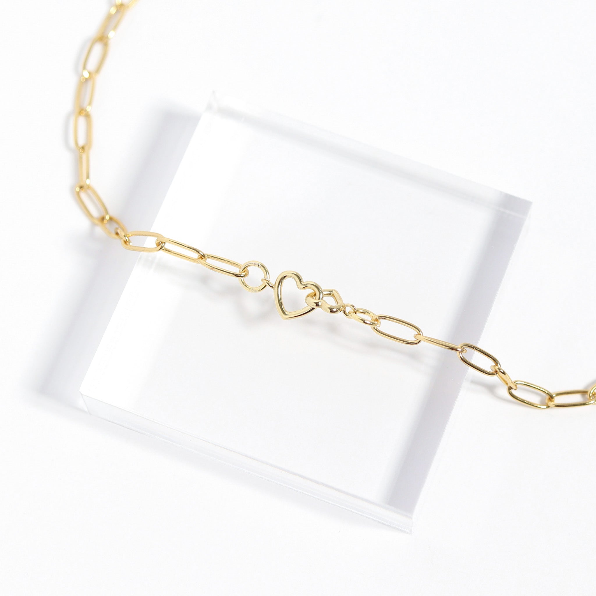 Double Heart Connector Charm – 14K Gold Plated Jewelry Chain Closure - Charms | Sunflower Soul Boutique