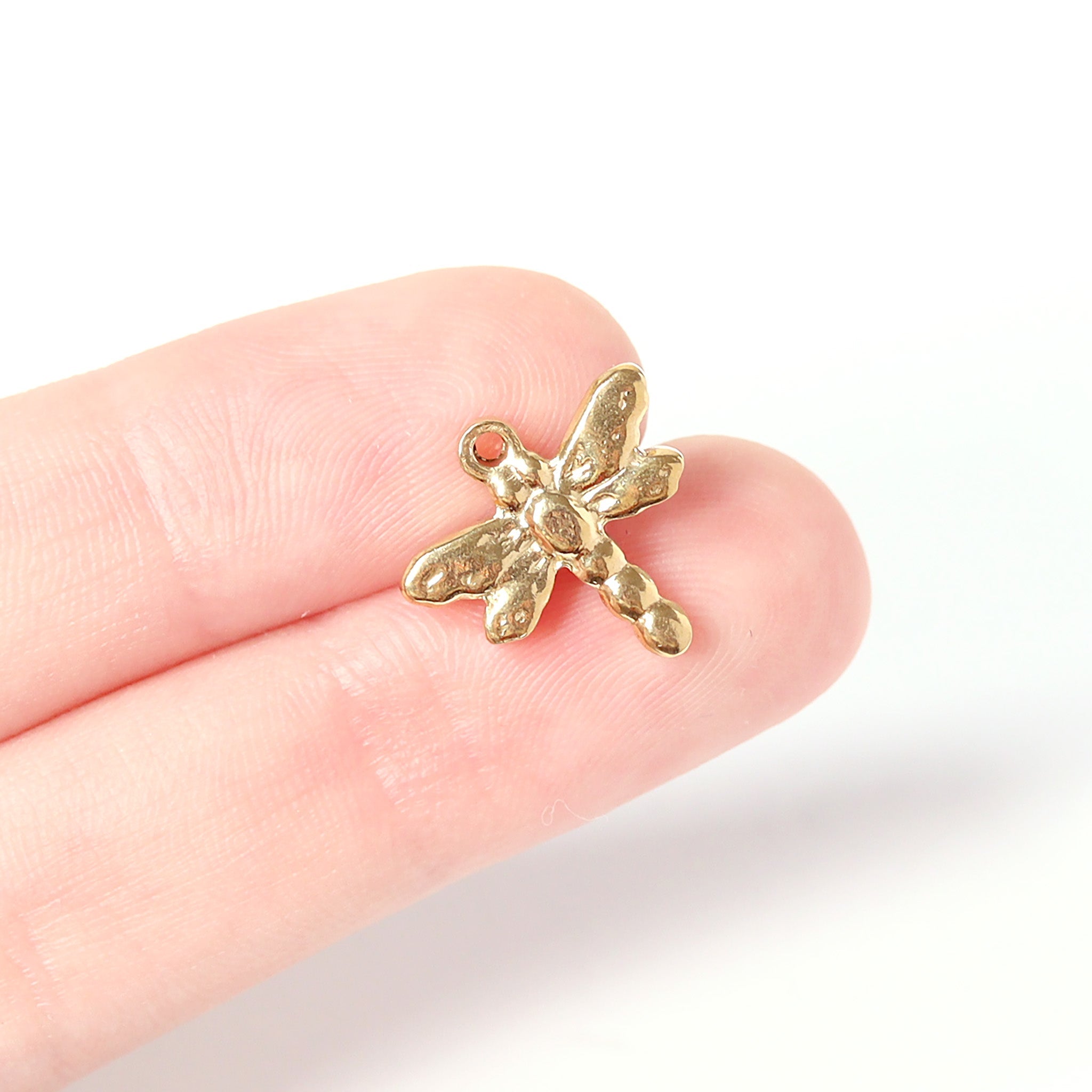 Dragonfly Charm 18K Gold PVD Stainless Steel Waterproof Hypoallergenic Jewelry
