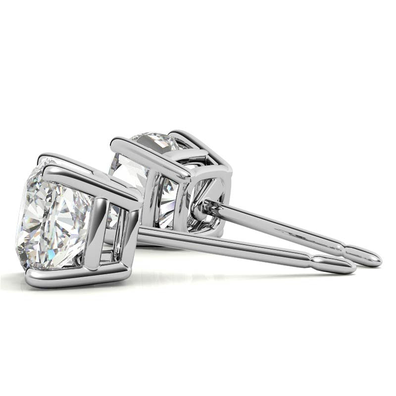 Moissanite Stud Earrings – 4.00 CTW Cushion Cut 8mm Sterling Silver Studs