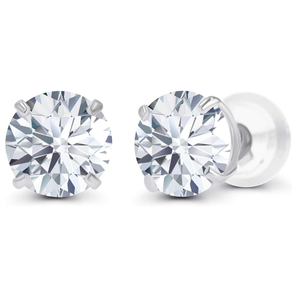 Moissanite Stud Earrings – Certified Round Brilliant Moissanite in 14K Gold