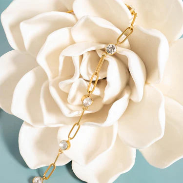 18K Gold PVD Stainless Steel Stone Paperclip Bracelet