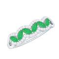 Emerald Anniversary Ring – Natural Marquise Emerald Half Eternity Band with Diamond Accents