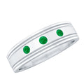 Emerald Band Ring – Minimalist Wide Band With AAA Quality Emeralds & Gypsy Setting