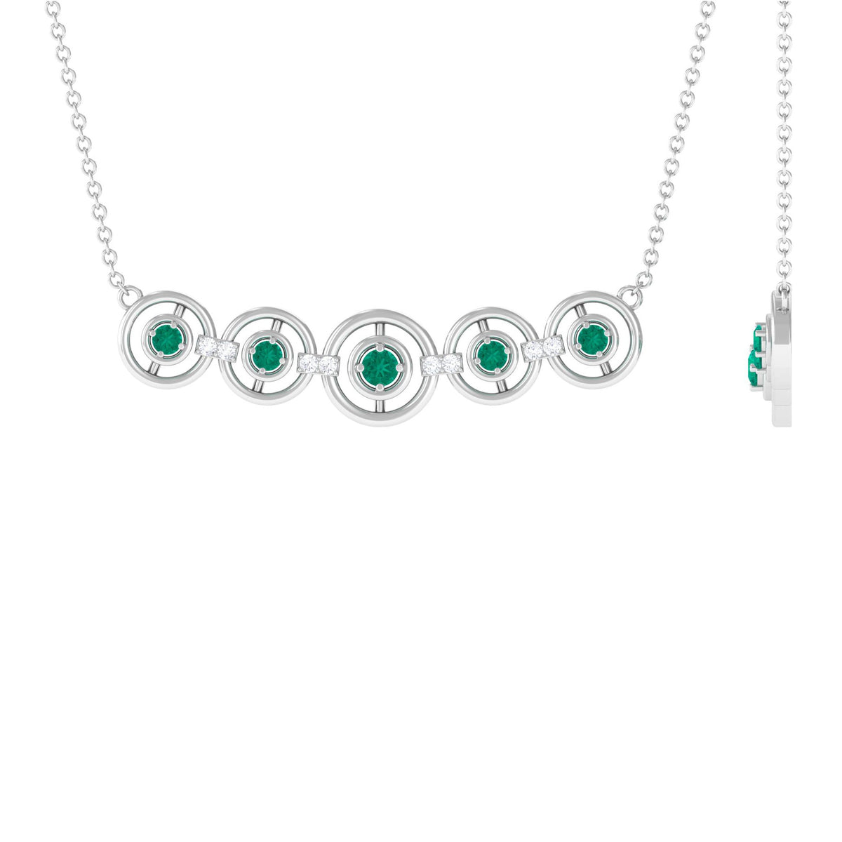 Emerald Bar Necklace – Minimalist Contemporary Jewelry with Diamond Accents