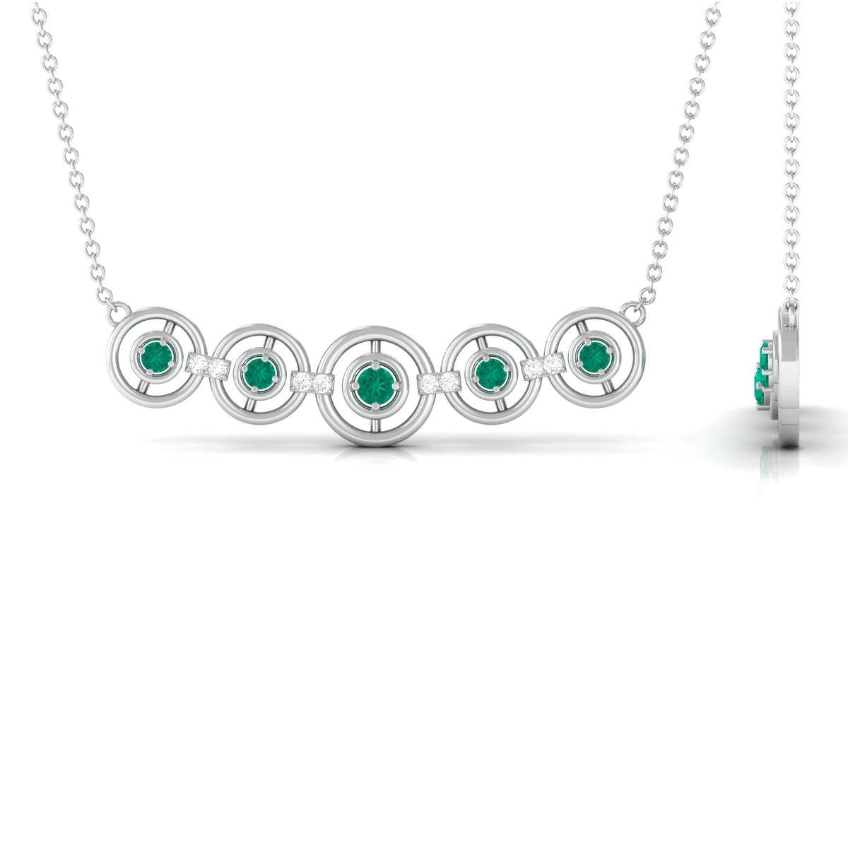 Emerald Bar Necklace – Minimalist Contemporary Jewelry with Diamond Accents