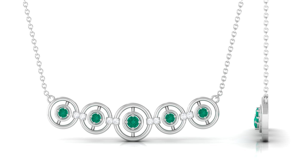 Emerald Bar Necklace – Minimalist Contemporary Jewelry with Diamond Accents