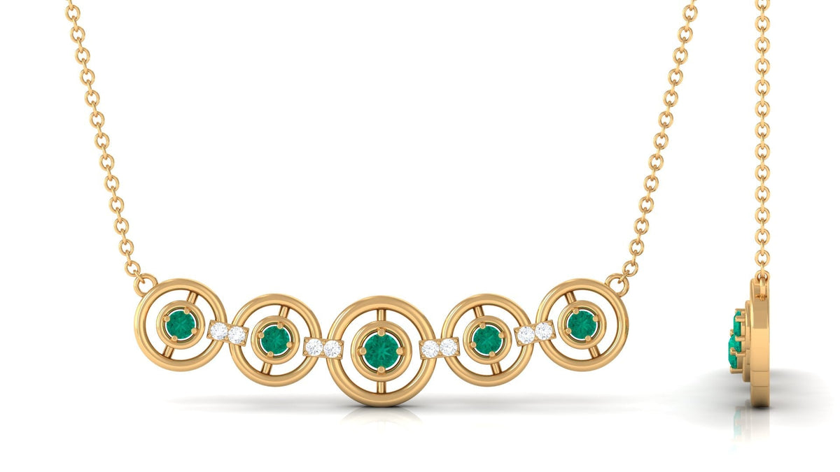 Emerald Bar Necklace – Minimalist Contemporary Jewelry with Diamond Accents