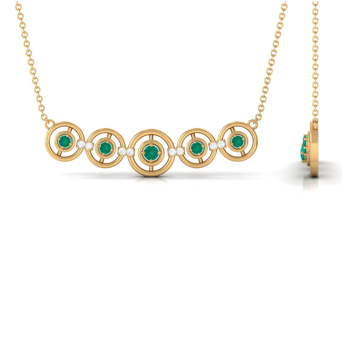 Emerald Bar Necklace – Minimalist Contemporary Jewelry with Diamond Accents