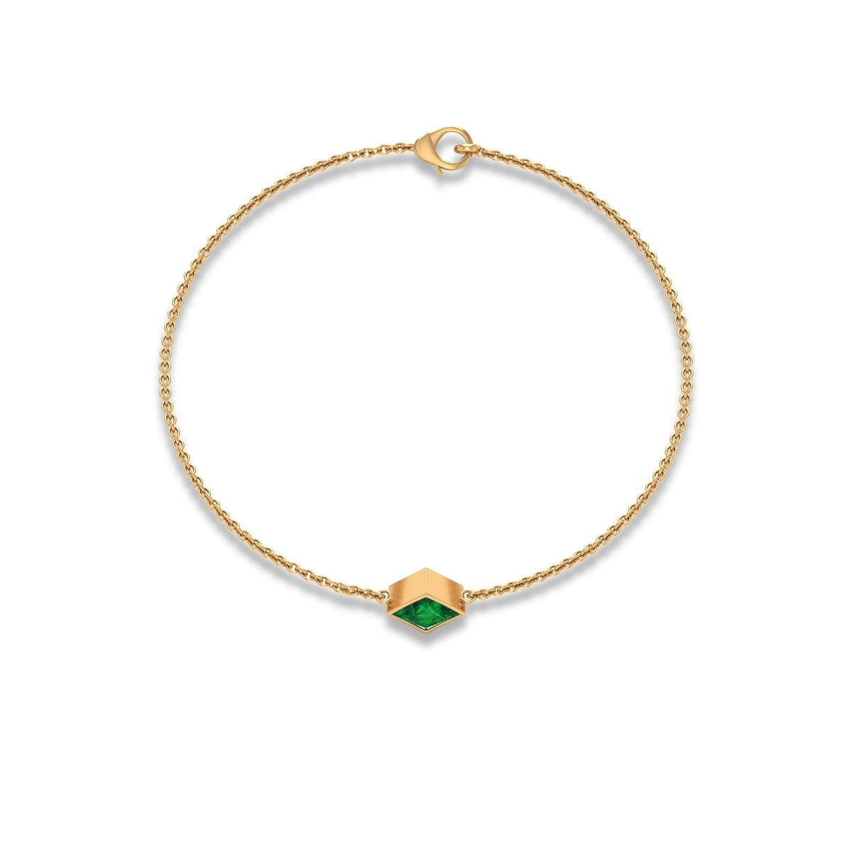 Emerald Birthstone Bracelet – Bezel Set Princess Cut 0.36 Carat Real Emerald