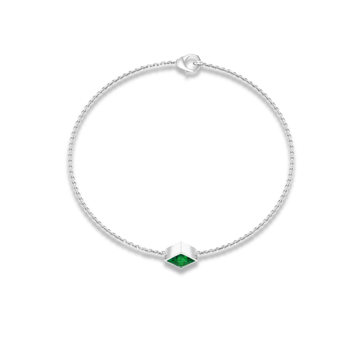 Emerald Birthstone Bracelet – Bezel Set Princess Cut 0.36 Carat Real Emerald