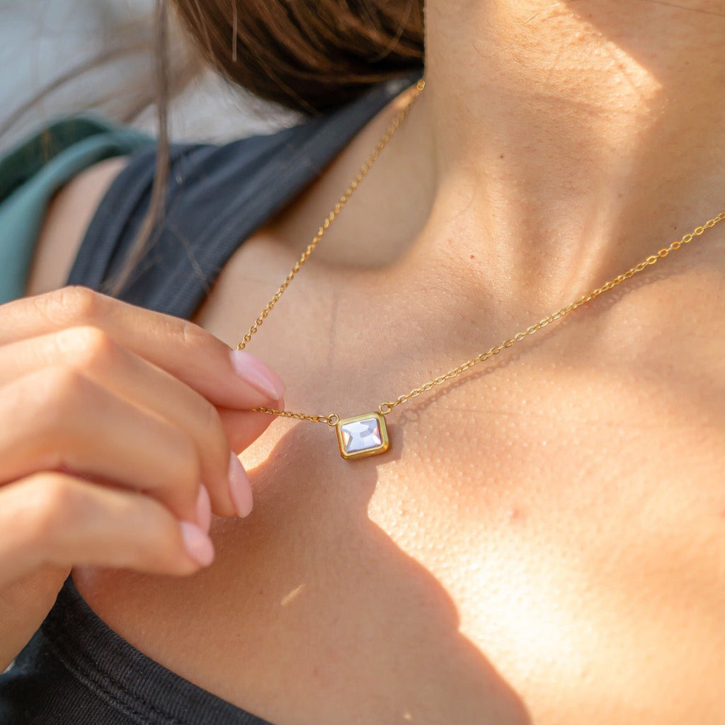 Emerald Birthstone Charm – 18K Gold Connector With Emerald Cut Crystal | Hypoallergenic Jewelry - Charms | Sunflower Soul Boutique