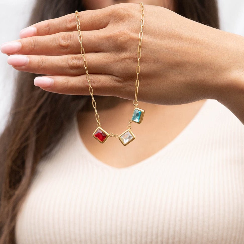 Emerald Birthstone Charm – 18K Gold Connector With Emerald Cut Crystal | Hypoallergenic Jewelry - Charms | Sunflower Soul Boutique