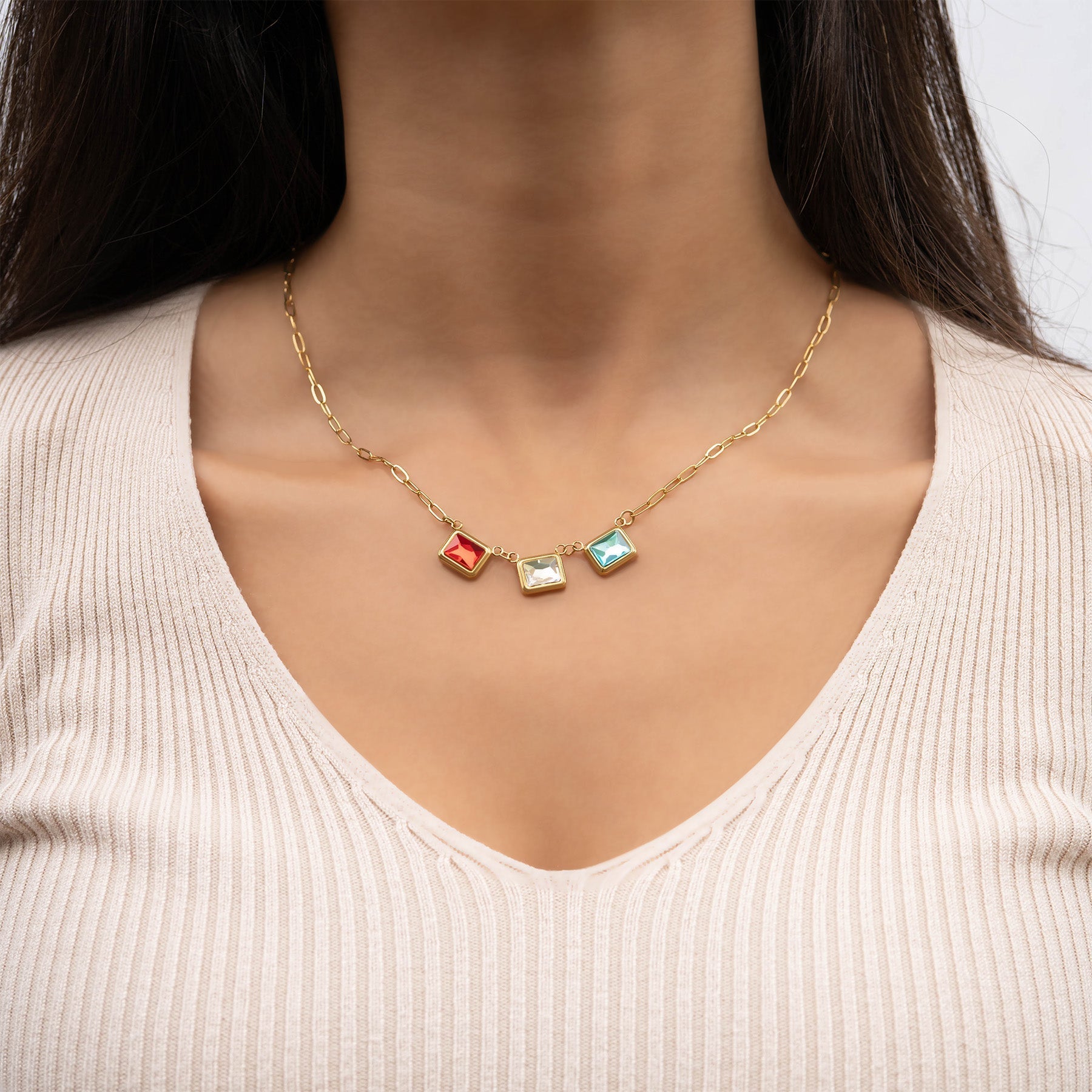 Emerald Birthstone Charm – 18K Gold Connector With Emerald Cut Crystal | Hypoallergenic Jewelry - Charms | Sunflower Soul Boutique