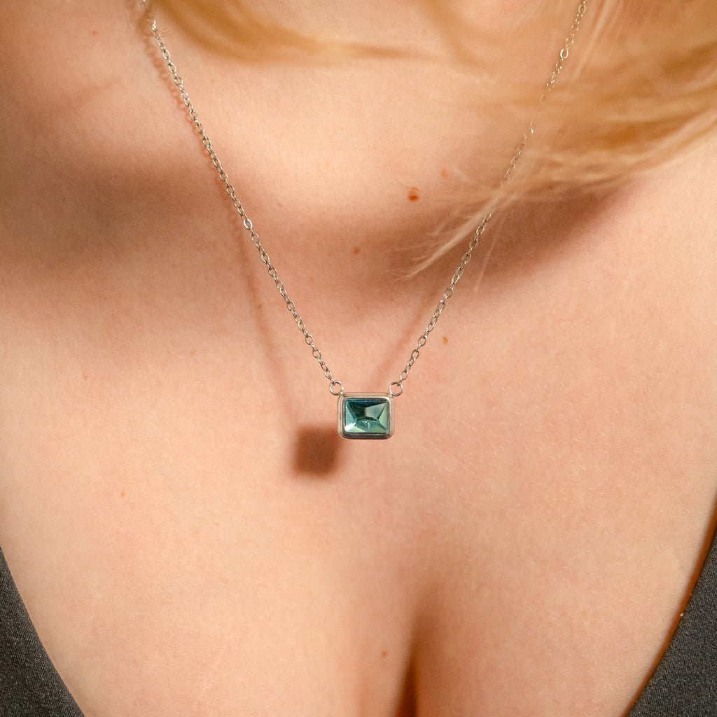 Emerald Birthstone Charm - Stainless Steel Faceted Glass Jewelry Connector - Charms | Sunflower Soul Boutique