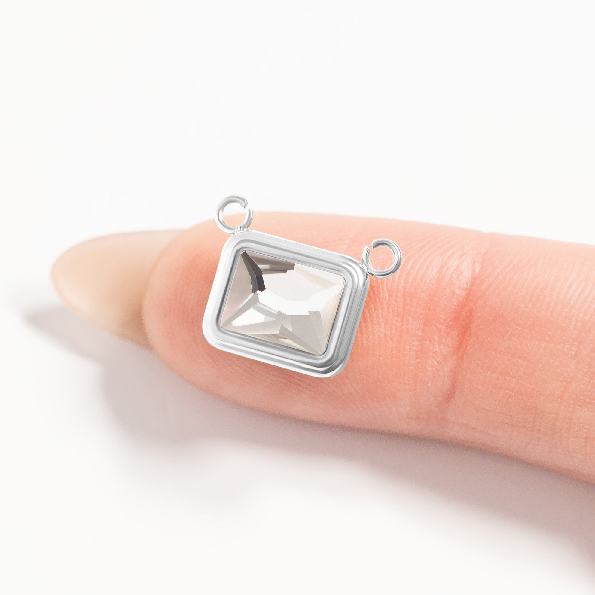 Emerald Birthstone Charm - Stainless Steel Faceted Glass Jewelry Connector - Charms | Sunflower Soul Boutique