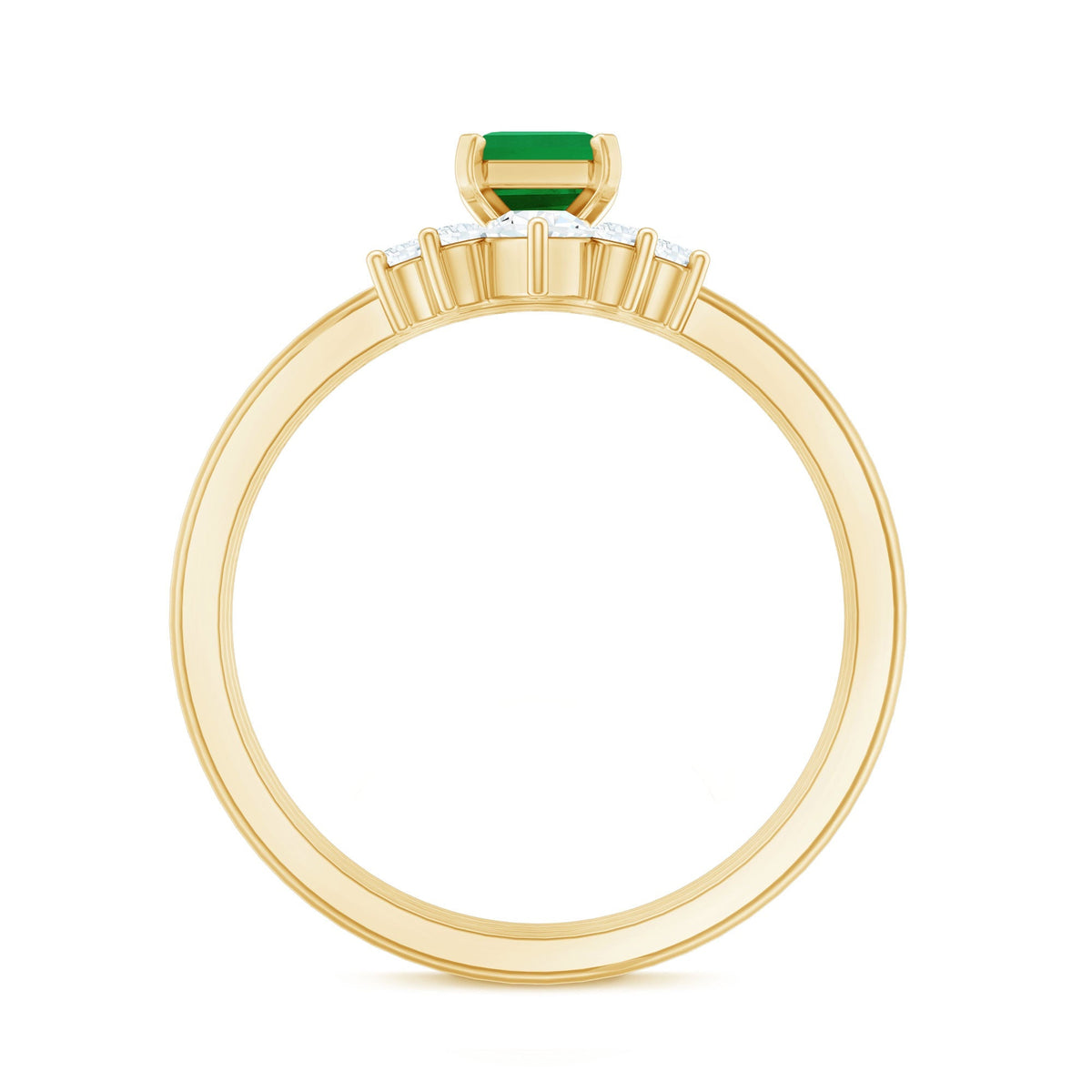 Emerald Bridal Ring Set – Natural Emerald Cut 0.6 Ct Diamond 3 Piece Set