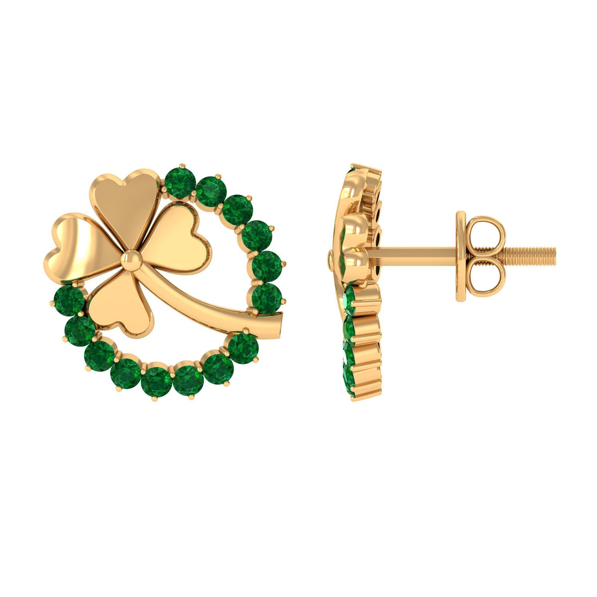 Emerald Clover Earrings – AAA Quality Stud Earrings With Prong Setting