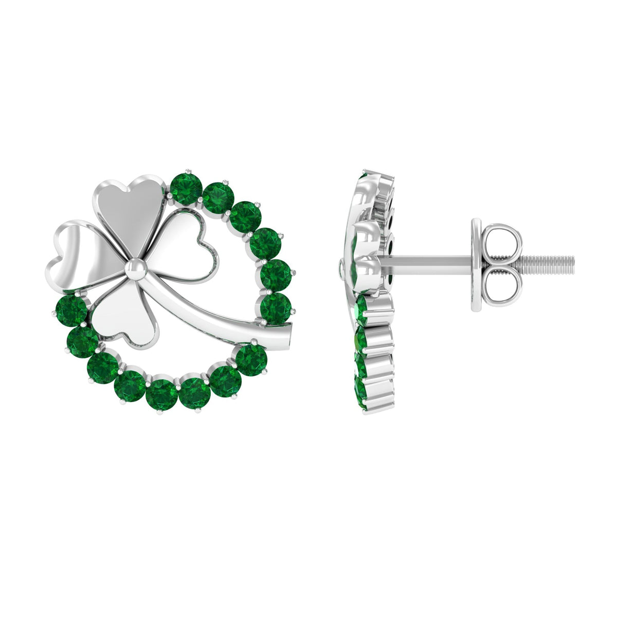 Emerald Clover Earrings – AAA Quality Stud Earrings With Prong Setting