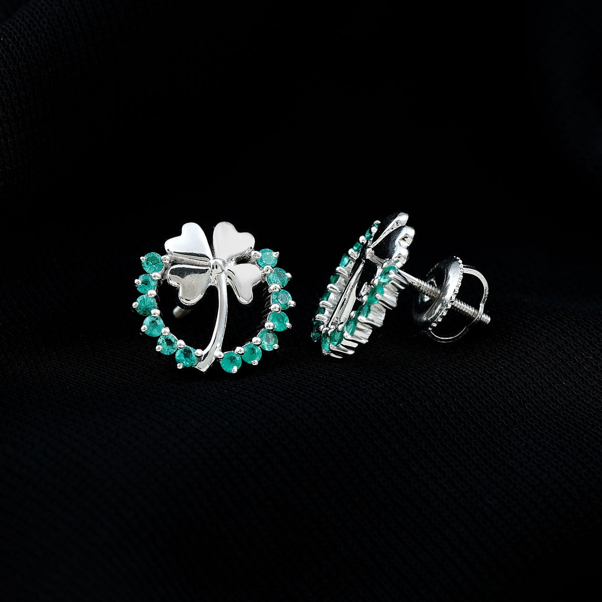 Emerald Clover Earrings – AAA Quality Stud Earrings With Prong Setting