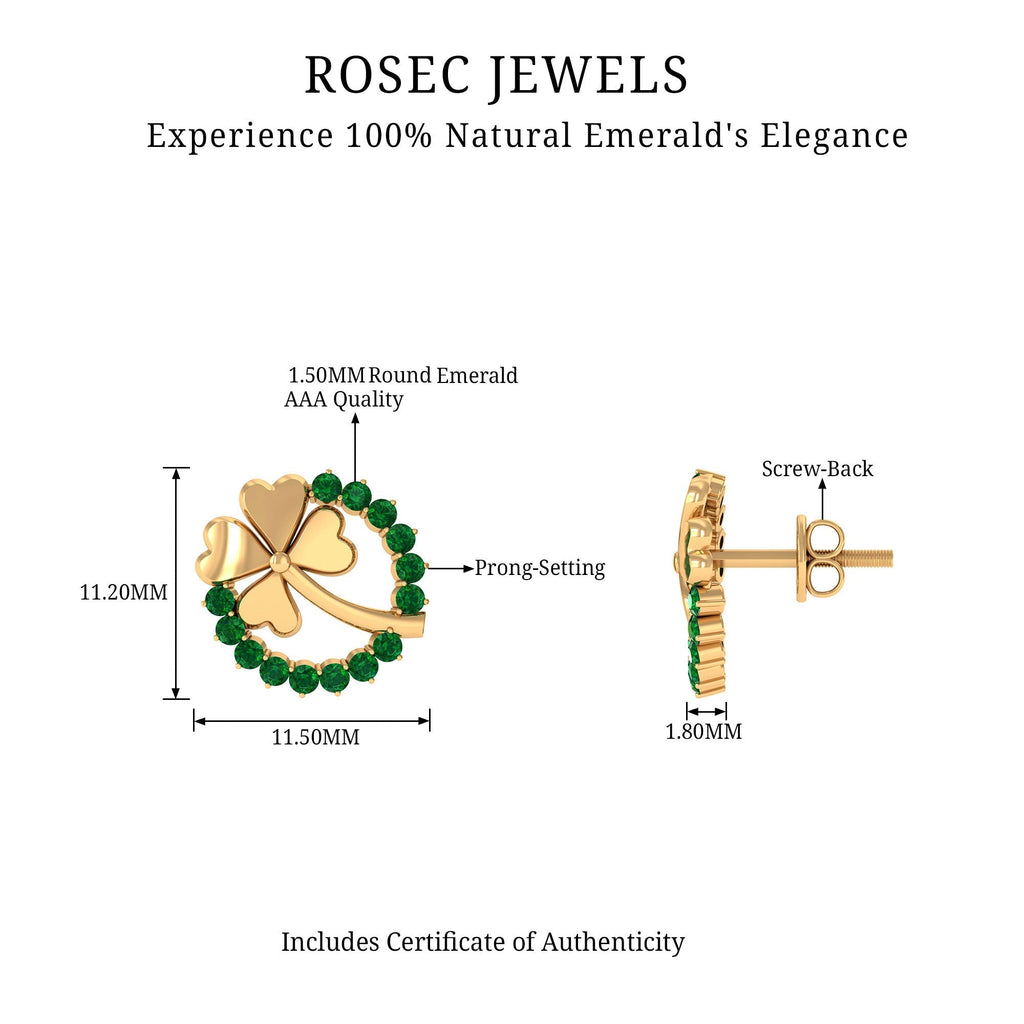 Emerald Clover Earrings – AAA Quality Stud Earrings With Prong Setting