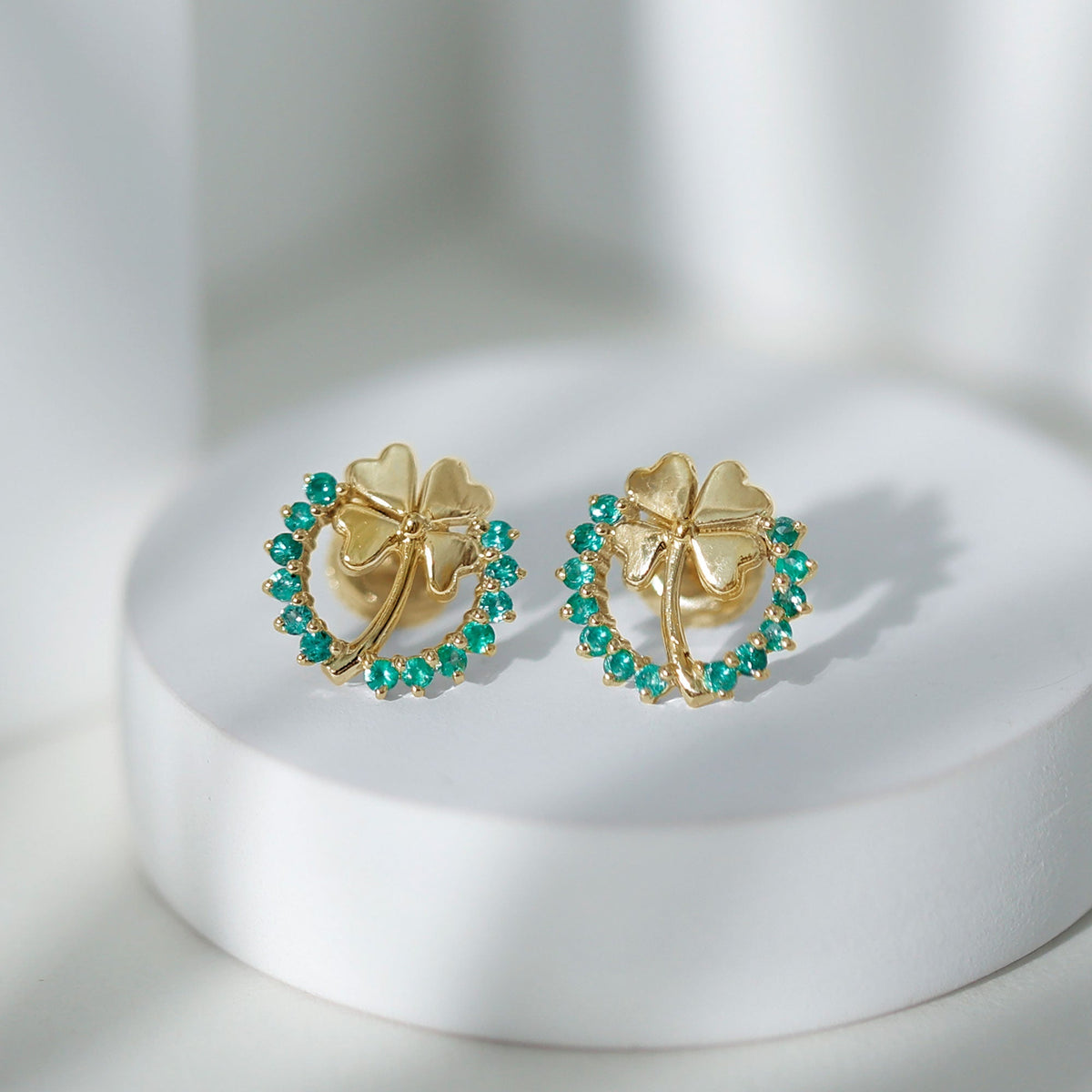 Emerald Clover Earrings – AAA Quality Stud Earrings With Prong Setting