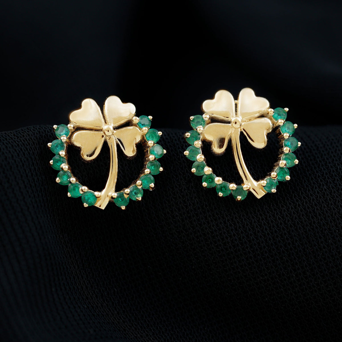 Emerald Clover Earrings – AAA Quality Stud Earrings With Prong Setting