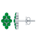 Emerald Cluster Earrings - Natural Round Studs With Screw Back, AAA Quality Emerald Jewelry