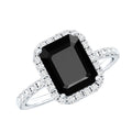 Emerald Cut 1.8 Carat Black Onyx and Diamond Engagement Ring