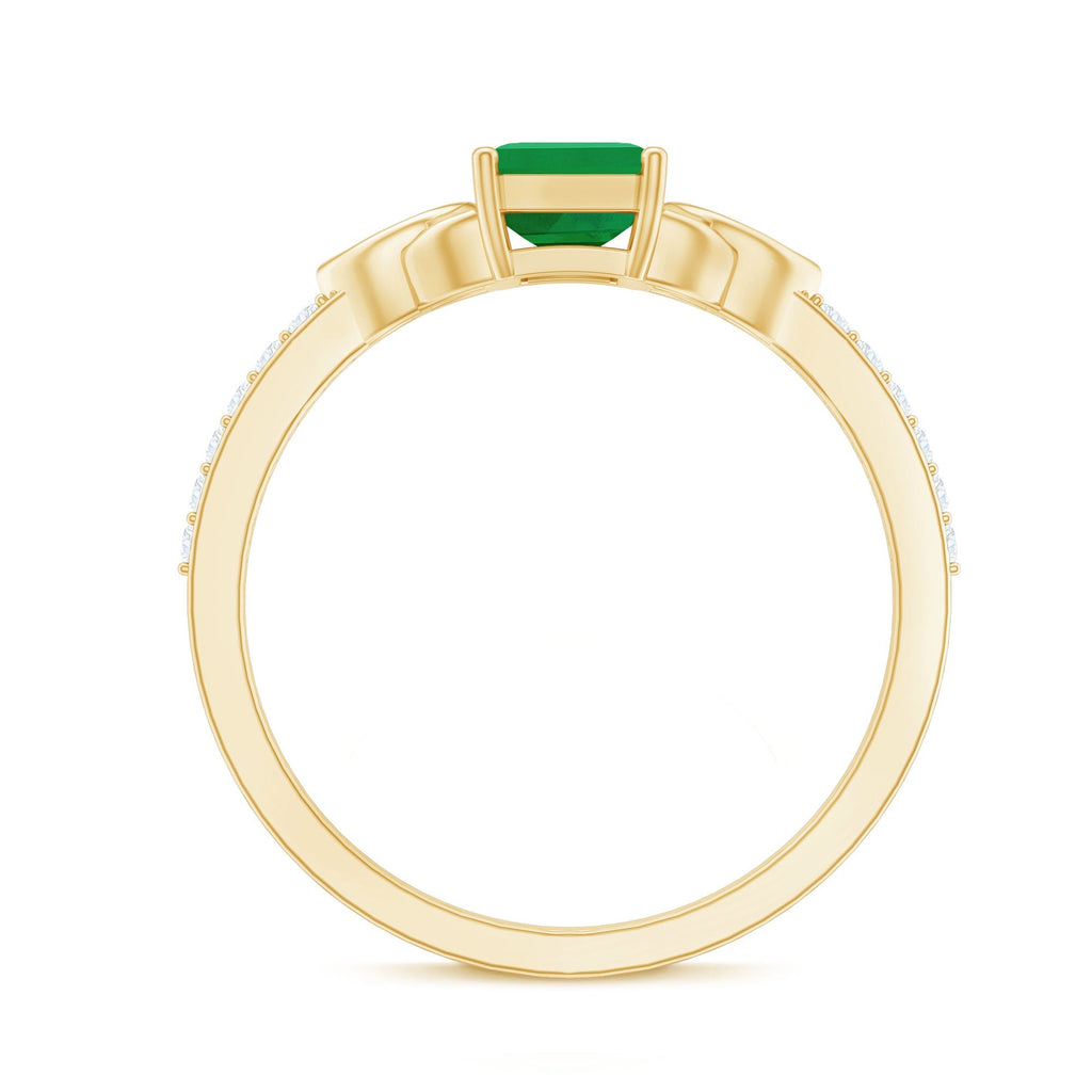 Emerald Cut Engagement Ring - 1.2 Carat Natural Emerald Diamond Ring with Celtic Knot Design