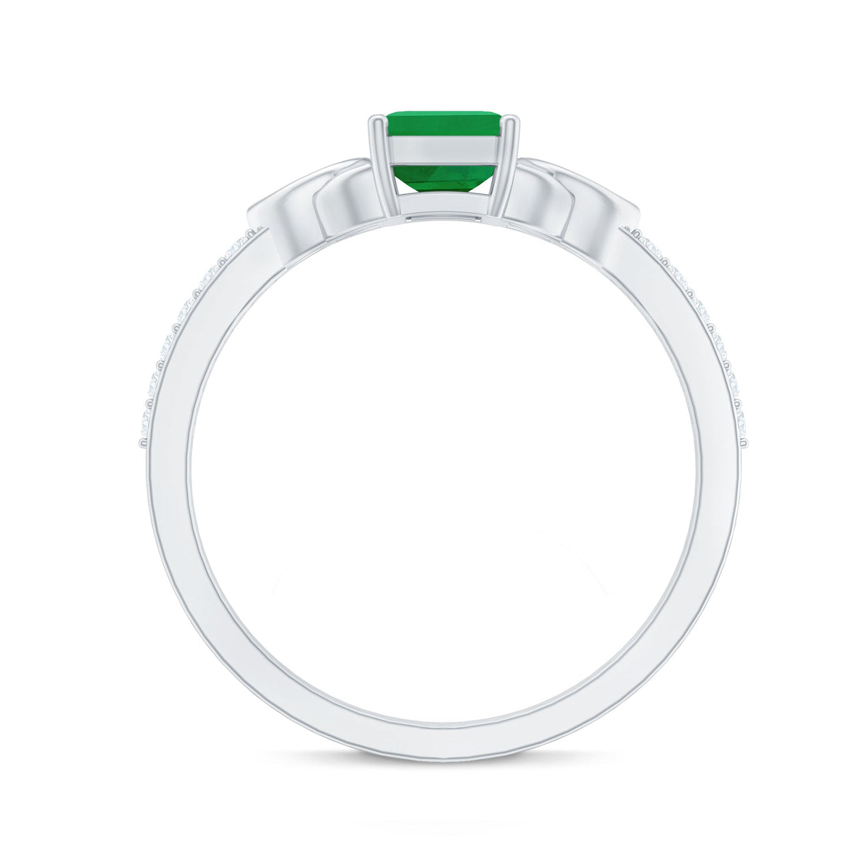 Emerald Cut Engagement Ring - 1.2 Carat Natural Emerald Diamond Ring with Celtic Knot Design