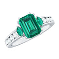 Emerald Cut Engagement Ring | Lab Created Emerald With Diamond Accents - Rosec Jewels