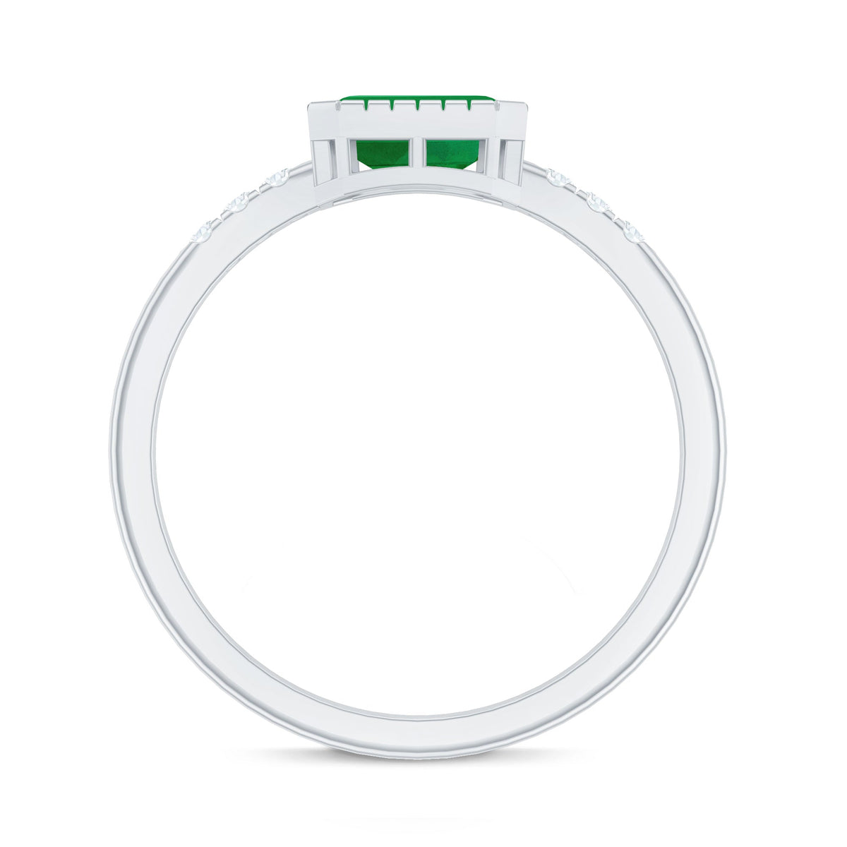 Emerald Cut Engagement Ring – Natural East West Bezel Setting Diamond Accent
