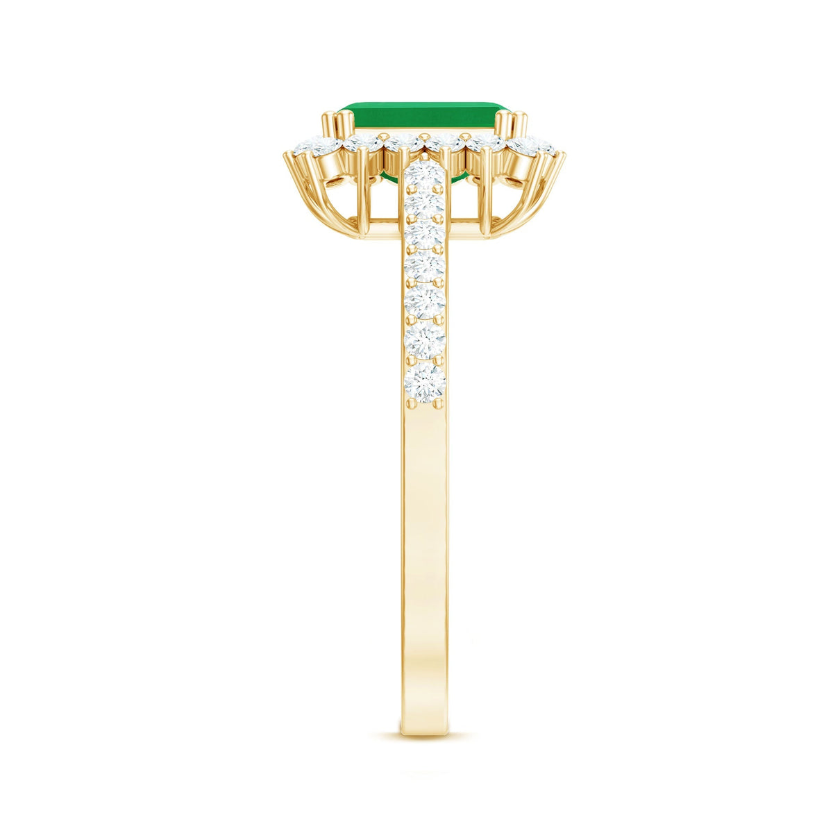 Emerald Cut Engagement Ring – Natural Emerald Ring with Diamond Halo Setting