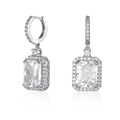 Emerald-cut Halo Earrings in Silver - Transitions Perfectly from Day to Night