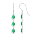 Emerald Dangle Earrings - Pear Cut Green Gemstone Earrings with Diamond Accents | Rosec Jewels