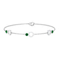 Emerald Diamond Bracelet – Adjustable Station Chain Birthstone Jewelry Gift