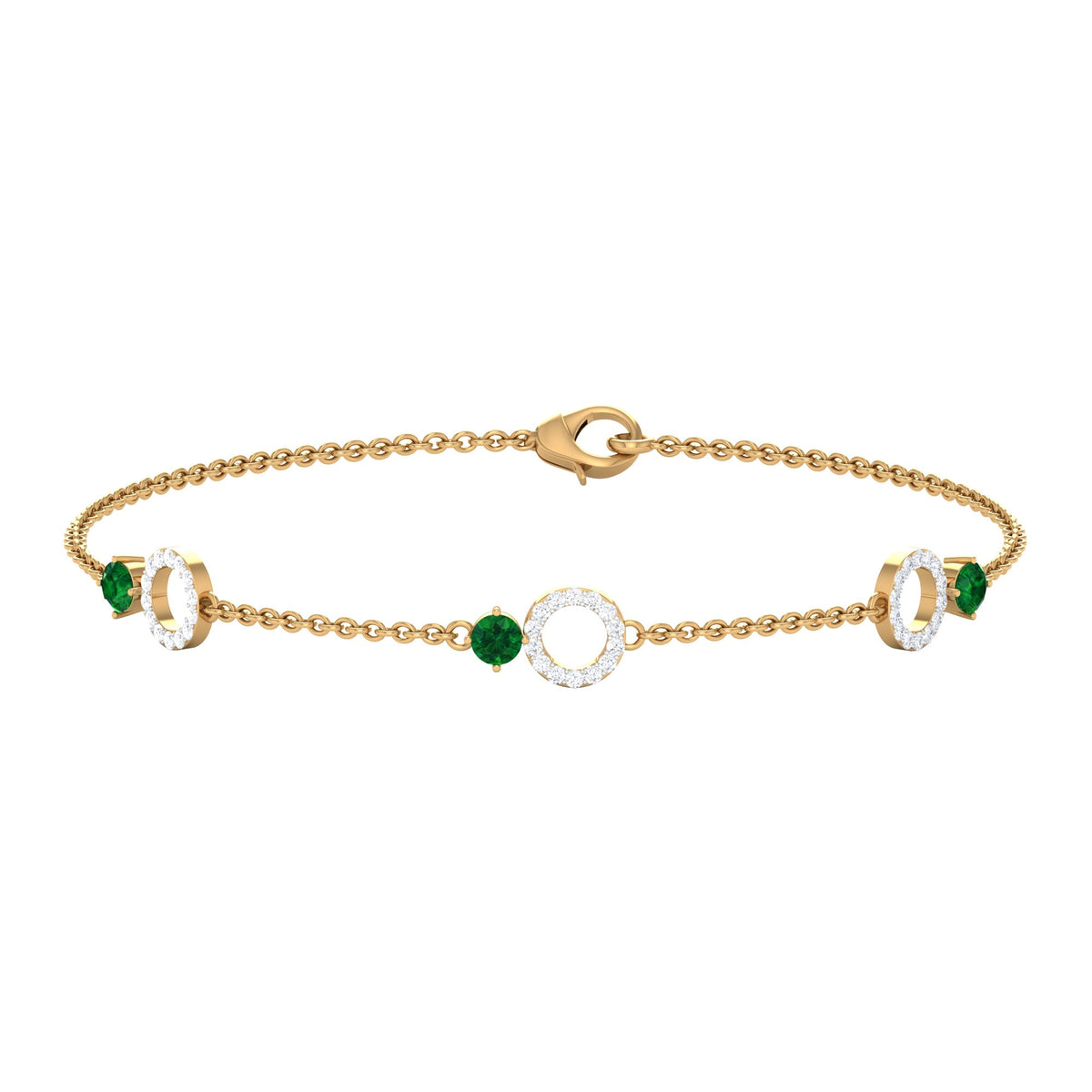 Emerald Diamond Bracelet – Adjustable Station Chain Birthstone Jewelry Gift