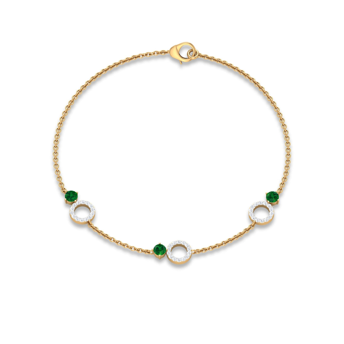 Emerald Diamond Bracelet – Adjustable Station Chain Birthstone Jewelry Gift