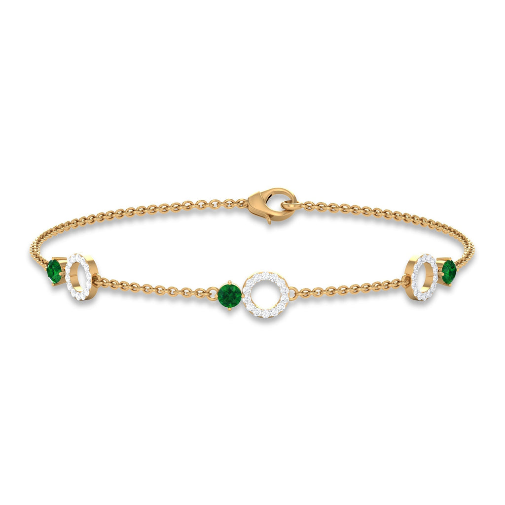 Emerald Diamond Bracelet – Adjustable Station Chain Birthstone Jewelry Gift