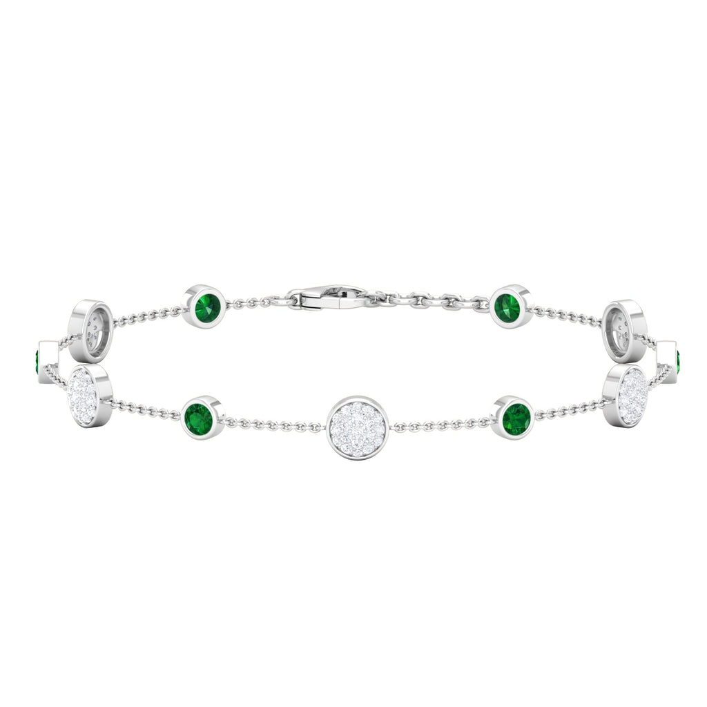 Emerald Diamond Bracelet – Natural Round Cut Emeralds | Bezel Setting Jewelry