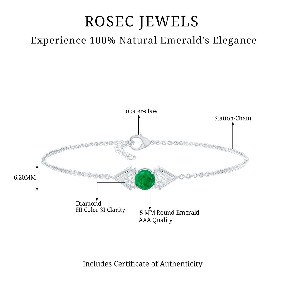 Emerald Diamond Bracelet – Stackable Chain With Sparkling Accents & Modern Style
