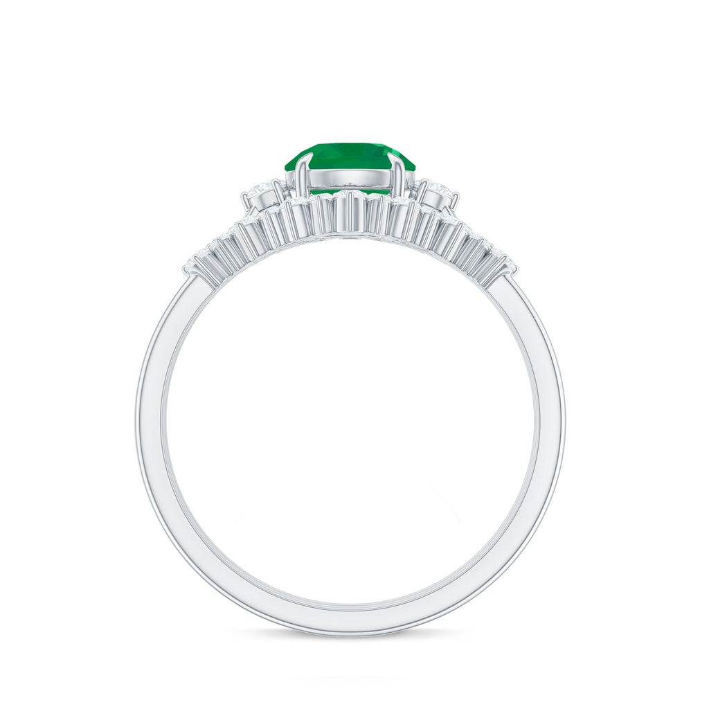 Emerald Diamond Bridal Set – Vintage Wedding Rings | Three Piece Ring Set