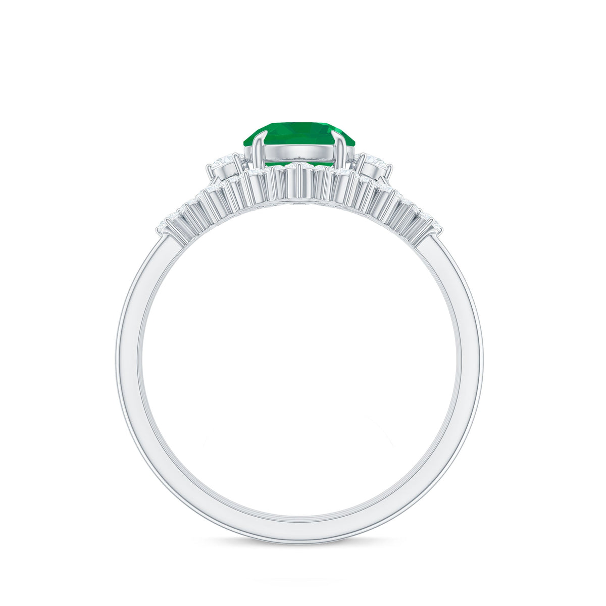 Emerald Diamond Bridal Set – Vintage Wedding Rings | Three Piece Ring Set