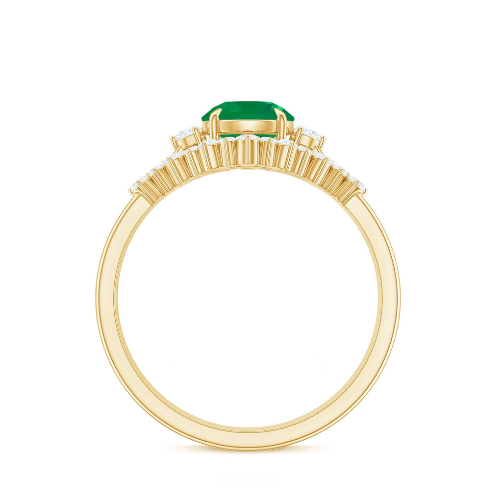 Emerald Diamond Bridal Set – Vintage Wedding Rings | Three Piece Ring Set